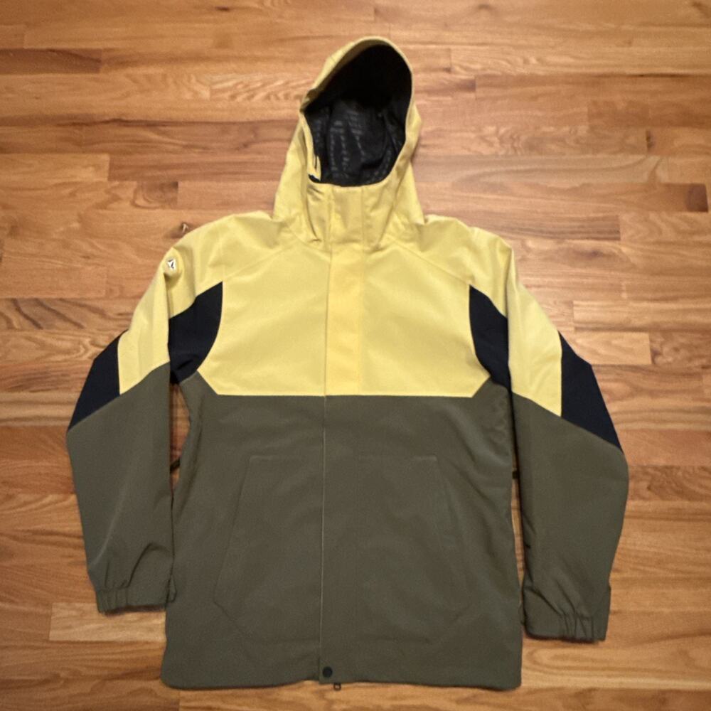 Volcom Brighton Full Zip Men's Winter Jacket Green Yellow Black Sz Medium NWOT